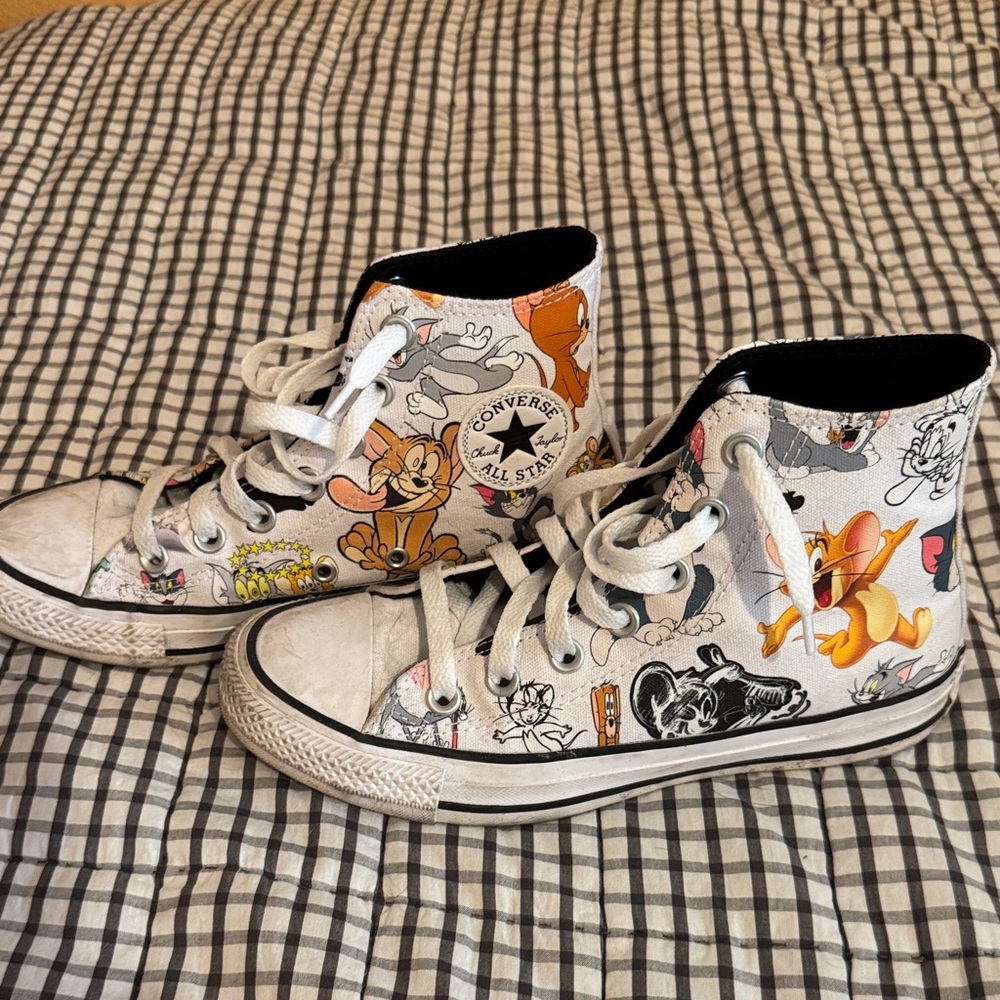 Converse Kids Sneakers - White with Cartoon Print